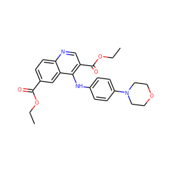 CCOC(=O)c1ccc2ncc(C(=O)OCC)c(Nc3ccc(N4CCOCC4)cc3)c2c1 ZINC000000952889