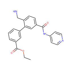 CCOC(=O)c1cccc(-c2cc(C(=O)Nc3ccncc3)ccc2CN)c1 ZINC000096939282