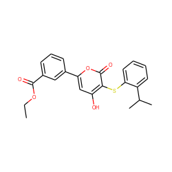 CCOC(=O)c1cccc(-c2cc(O)c(Sc3ccccc3C(C)C)c(=O)o2)c1 ZINC000036124533