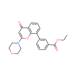 CCOC(=O)c1cccc(-c2cccc3c(=O)cc(N4CCOCC4)oc23)c1 ZINC000013677231