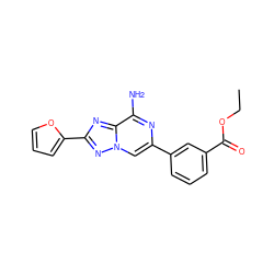 CCOC(=O)c1cccc(-c2cn3nc(-c4ccco4)nc3c(N)n2)c1 ZINC000028526119