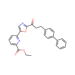 CCOC(=O)c1cccc(-c2cnc(C(=O)CCc3ccc(-c4ccccc4)cc3)o2)n1 ZINC000029135663