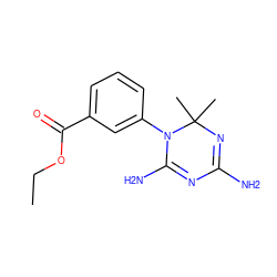 CCOC(=O)c1cccc(N2C(N)=NC(N)=NC2(C)C)c1 ZINC000000203643