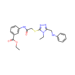 CCOC(=O)c1cccc(NC(=O)CSc2nnc(CNc3ccccc3)n2CC)c1 ZINC000084690087