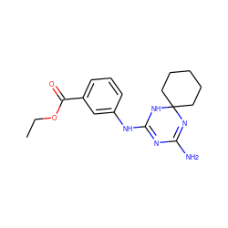 CCOC(=O)c1cccc(NC2=NC(N)=NC3(CCCCC3)N2)c1 ZINC000000203765