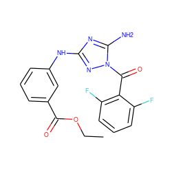 CCOC(=O)c1cccc(Nc2nc(N)n(C(=O)c3c(F)cccc3F)n2)c1 ZINC000064559391