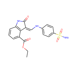 CCOC(=O)c1cccc2c1/C(=C/Nc1ccc(S(N)(=O)=O)cc1)C(=O)N2 ZINC000013470440