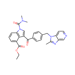 CCOC(=O)c1cccc2c1c(C(=O)c1ccc(Cn3c(C)nc4cnccc43)cc1)cn2C(=O)N(C)C ZINC000013776622