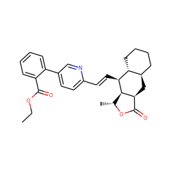 CCOC(=O)c1ccccc1-c1ccc(/C=C/[C@@H]2[C@@H]3[C@@H](C)OC(=O)[C@@H]3C[C@@H]3CCCC[C@H]32)nc1 ZINC000013673166