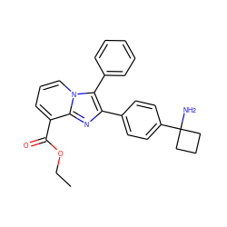 CCOC(=O)c1cccn2c(-c3ccccc3)c(-c3ccc(C4(N)CCC4)cc3)nc12 ZINC000113654894