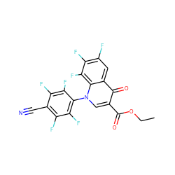 CCOC(=O)c1cn(-c2c(F)c(F)c(C#N)c(F)c2F)c2c(F)c(F)c(F)cc2c1=O ZINC000040972558