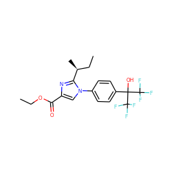 CCOC(=O)c1cn(-c2ccc(C(O)(C(F)(F)F)C(F)(F)F)cc2)c([C@@H](C)CC)n1 ZINC000028569347