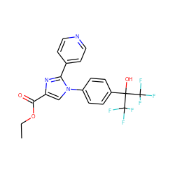 CCOC(=O)c1cn(-c2ccc(C(O)(C(F)(F)F)C(F)(F)F)cc2)c(-c2ccncc2)n1 ZINC000028569346