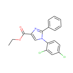 CCOC(=O)c1cn(-c2ccc(Cl)cc2Cl)c(-c2ccccc2)n1 ZINC000013642399