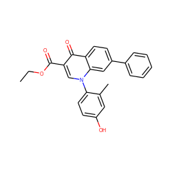 CCOC(=O)c1cn(-c2ccc(O)cc2C)c2cc(-c3ccccc3)ccc2c1=O ZINC000063539445