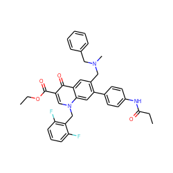 CCOC(=O)c1cn(Cc2c(F)cccc2F)c2cc(-c3ccc(NC(=O)CC)cc3)c(CN(C)Cc3ccccc3)cc2c1=O ZINC000053206581