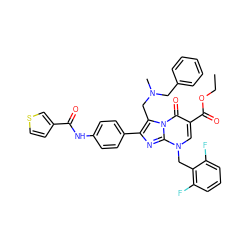 CCOC(=O)c1cn(Cc2c(F)cccc2F)c2nc(-c3ccc(NC(=O)c4ccsc4)cc3)c(CN(C)Cc3ccccc3)n2c1=O ZINC000026186567