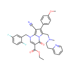 CCOC(=O)c1cn(Cc2cc(F)ccc2F)c2c(C#N)c(-c3ccc(OC)cc3)c(CN(C)CCc3ccccn3)n2c1=O ZINC000027323989