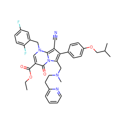 CCOC(=O)c1cn(Cc2cc(F)ccc2F)c2c(C#N)c(-c3ccc(OCC(C)C)cc3)c(CN(C)CCc3ccccn3)n2c1=O ZINC000027320874