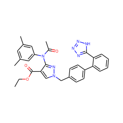 CCOC(=O)c1cn(Cc2ccc(-c3ccccc3-c3nnn[nH]3)cc2)nc1N(C(C)=O)c1cc(C)cc(C)c1 ZINC000072179196