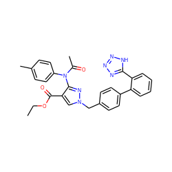 CCOC(=O)c1cn(Cc2ccc(-c3ccccc3-c3nnn[nH]3)cc2)nc1N(C(C)=O)c1ccc(C)cc1 ZINC000072179283