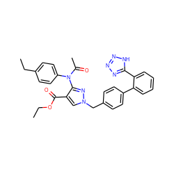 CCOC(=O)c1cn(Cc2ccc(-c3ccccc3-c3nnn[nH]3)cc2)nc1N(C(C)=O)c1ccc(CC)cc1 ZINC000072179200