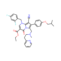 CCOC(=O)c1cn(Cc2ccc(F)cc2F)c2c(C#N)c(-c3ccc(OCC(C)C)cc3)c(CN(C)CCc3ccccn3)n2c1=O ZINC000027322834