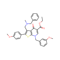 CCOC(=O)c1cn(Cc2cccc(OC)c2)c2sc(-c3ccc(OC)cc3)c(CN(C)Cc3ccccc3)c2c1=O ZINC000036331622