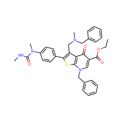 CCOC(=O)c1cn(Cc2ccccc2)c2sc(-c3ccc(N(C)C(=O)NC)cc3)c(CN(C)Cc3ccccc3)c2c1=O ZINC000036331620