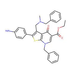 CCOC(=O)c1cn(Cc2ccccc2)c2sc(-c3ccc(N)cc3)c(CN(C)Cc3ccccc3)c2c1=O ZINC000036331661