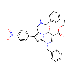 CCOC(=O)c1cn(Cc2ccccc2F)c2cc(-c3ccc([N+](=O)[O-])cc3)c(CN(C)Cc3ccccc3)n2c1=O ZINC000027330923