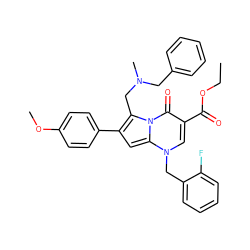 CCOC(=O)c1cn(Cc2ccccc2F)c2cc(-c3ccc(OC)cc3)c(CN(C)Cc3ccccc3)n2c1=O ZINC000027319483