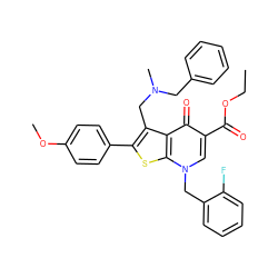 CCOC(=O)c1cn(Cc2ccccc2F)c2sc(-c3ccc(OC)cc3)c(CN(C)Cc3ccccc3)c2c1=O ZINC000001543471