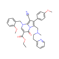 CCOC(=O)c1cn(Cc2ccccc2OC)c2c(C#N)c(-c3ccc(OC)cc3)c(CN(C)CCc3ccccn3)n2c1=O ZINC000027320457