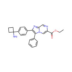 CCOC(=O)c1cn2c(-c3ccccc3)c(-c3ccc(C4(N)CCC4)cc3)nc2cn1 ZINC000205128981