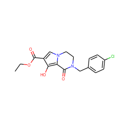 CCOC(=O)c1cn2c(c1O)C(=O)N(Cc1ccc(Cl)cc1)CC2 ZINC000028826607