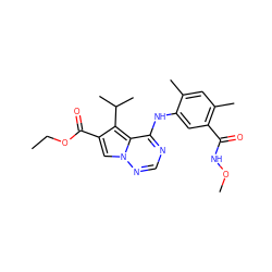 CCOC(=O)c1cn2ncnc(Nc3cc(C(=O)NOC)c(C)cc3C)c2c1C(C)C ZINC000028704476