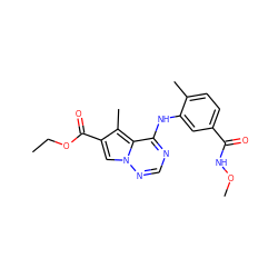 CCOC(=O)c1cn2ncnc(Nc3cc(C(=O)NOC)ccc3C)c2c1C ZINC000014974209