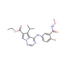 CCOC(=O)c1cn2ncnc(Nc3ccc(Br)c(C(=O)NOC)c3)c2c1C(C)C ZINC000013645255