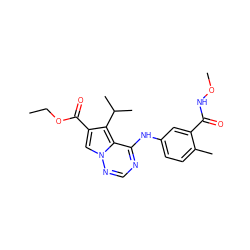 CCOC(=O)c1cn2ncnc(Nc3ccc(C)c(C(=O)NOC)c3)c2c1C(C)C ZINC000013645252