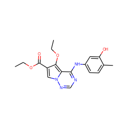 CCOC(=O)c1cn2ncnc(Nc3ccc(C)c(O)c3)c2c1OCC ZINC000028127572