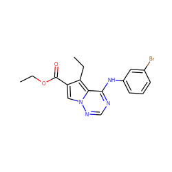 CCOC(=O)c1cn2ncnc(Nc3cccc(Br)c3)c2c1CC ZINC000014954020