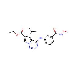 CCOC(=O)c1cn2ncnc(Nc3cccc(C(=O)NOC)c3)c2c1C(C)C ZINC000013645249