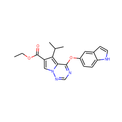 CCOC(=O)c1cn2ncnc(Oc3ccc4[nH]ccc4c3)c2c1C(C)C ZINC000013684229