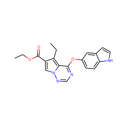 CCOC(=O)c1cn2ncnc(Oc3ccc4[nH]ccc4c3)c2c1CC ZINC000013684225