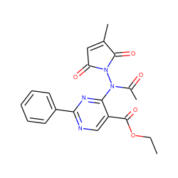 CCOC(=O)c1cnc(-c2ccccc2)nc1N(C(C)=O)N1C(=O)C=C(C)C1=O ZINC000029395241