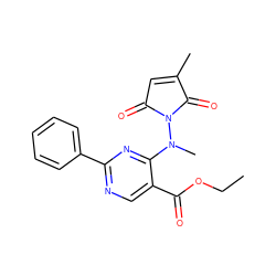 CCOC(=O)c1cnc(-c2ccccc2)nc1N(C)N1C(=O)C=C(C)C1=O ZINC000029401113