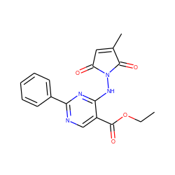 CCOC(=O)c1cnc(-c2ccccc2)nc1NN1C(=O)C=C(C)C1=O ZINC000029393154