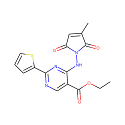 CCOC(=O)c1cnc(-c2cccs2)nc1NN1C(=O)C=C(C)C1=O ZINC000029397220