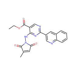 CCOC(=O)c1cnc(-c2cnc3ccccc3c2)nc1NN1C(=O)C=C(C)C1=O ZINC000029396091